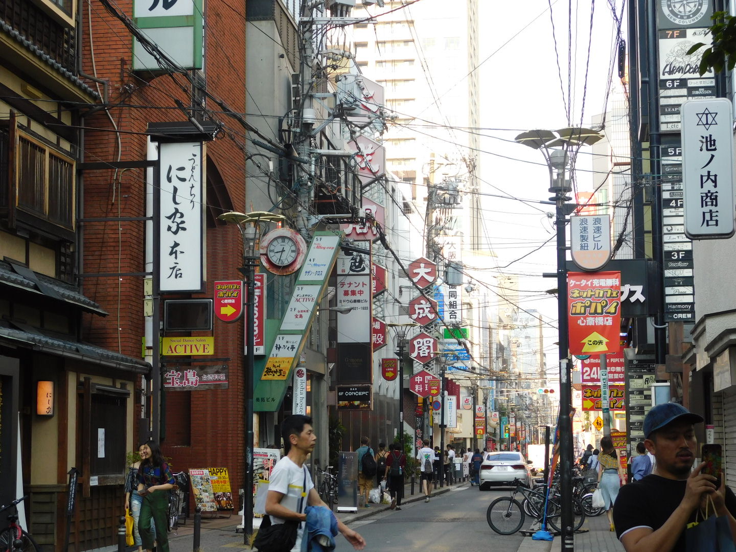 Busy street in Osaka with many pedestrians